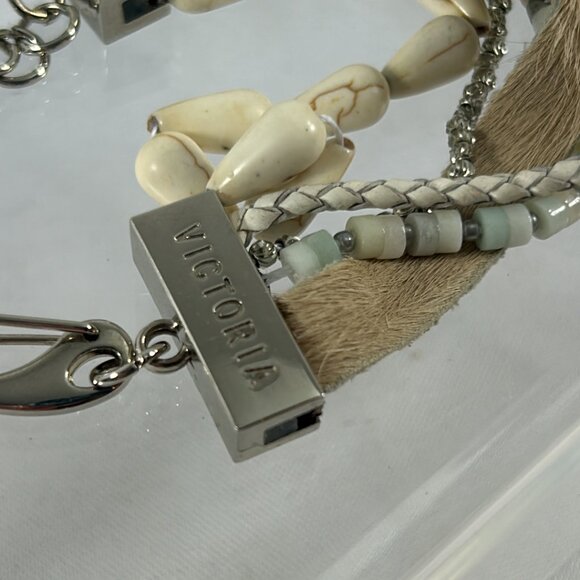 Victoria Emerson Boho Cuff Bracelet Shells Silver Tone Multistrand Layered Boho - Picture 3 of 11